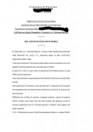 Liquidazione Giudiziale n. 42/2023 Trib. Pa